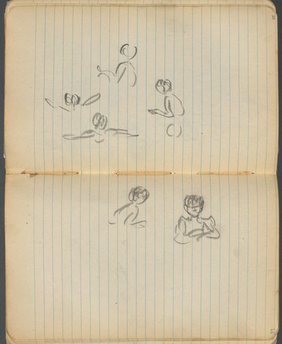 Sketchbook, página 094  95: Figuras de natação de Maurice Prendergast