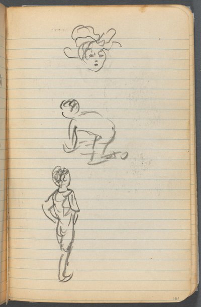 Sketchbook, página 101: Três figuras de Maurice Prendergast
