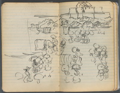 Sketchbook, página 112  113: Vista da praia de Maurice Prendergast