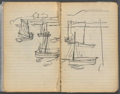 Sketchbook, página 124 e 125: Barcos à vela de Maurice Prendergast