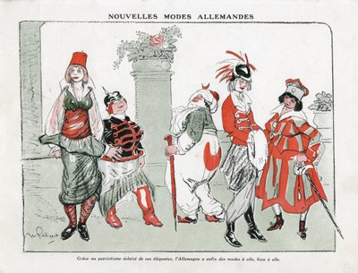 Ilustração de Maurice Radiguet (1866-1941) na Mode na Alemanha, ca. 1915 - New German modes - War of 14 -18, Germany Prussia, Turkey, Fashion, Triplice - Women de Maurice Radiguet