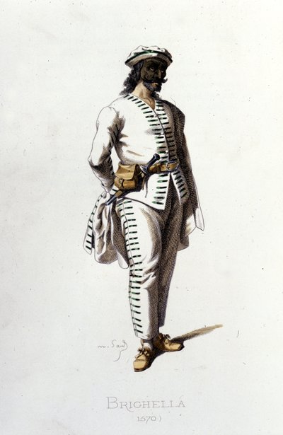 A personagem de Brighella em 1570. Maurice Sand "Máscaras e Jesters" Paris século 19. (Maurice Sand era o filho de George Sand). de Maurice Sand