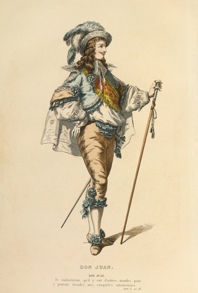 Traje para o papel de Don Juan, c.1868 (gravura) de Maurice Sand