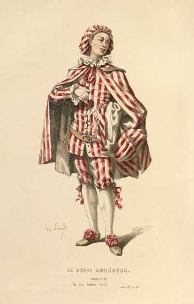 Fato para o papel de Gros - Rene, c.1868 (gravura) de Maurice Sand