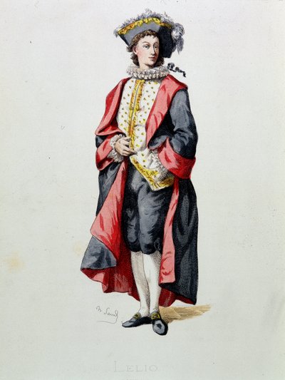 Lelio desenha de "Masques et bouffons" (comédia italiana), textos e desenhos de Maurice Sand (1823-1890), gravuras de A. Manceau, prefácio de Georges Sand, Paris, Michel Levy Freres de Maurice Sand