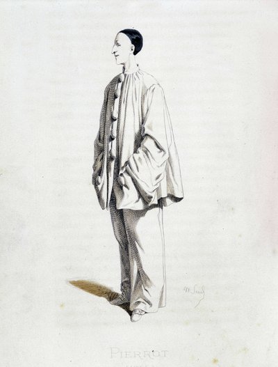 Pierrot de "Masques et bouffons" (comédia italiana), textos e desenhos de Maurice Sand, gravuras de A. Manceau, prefácio de Georges Sand, Paris, Michel Lévy Frères de Maurice Sand
