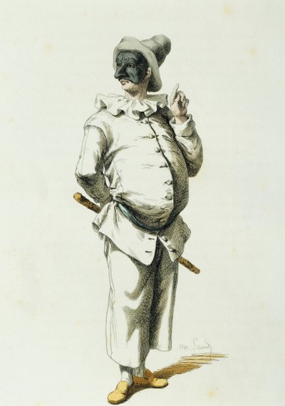 Pulcinella em 1700, por Maurice Sand (1823-1889) de Maurice Sand