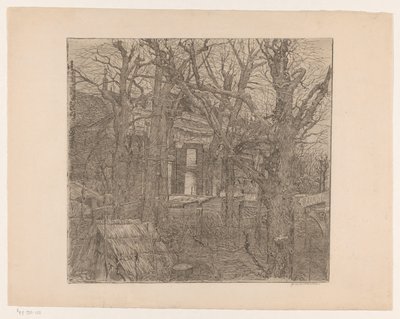 Árvores ao redor de uma casa Jardim em Amsterdã (título original) de Maurits van der Valk (signed by artist)