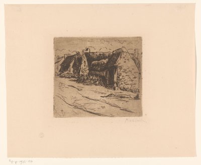 Casas ao longo de uma estrada de Maurits van der Valk (signed by artist)