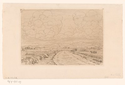 Estrada rural através da paisagem com colinas no horizonte de Maurits van der Valk