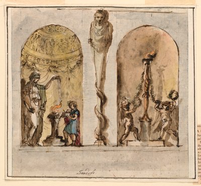 Desenho, Decoração de parede pintada, 1800-1830 de Mauro Gandolfi