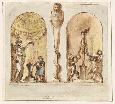 Desenho, Decoração de parede pintada, 1800-1830 de Mauro Gandolfi