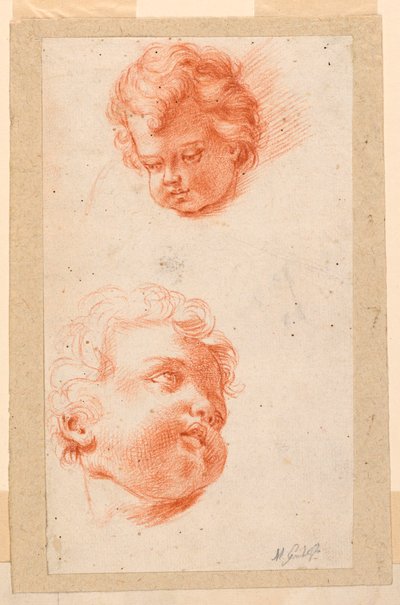 Desenho, Estudos: Duas cabeças de crianças, finais do século XVIII de Mauro Gandolfi