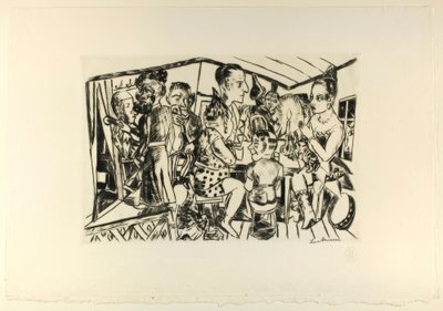 Nos Bastidores, placa três de Jahrmarkt de Max Beckmann