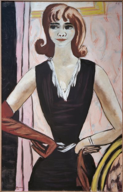Retrato de Quappi em Rosa e Violeta de Max Beckmann