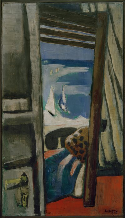 Vista para o mar, vermelho, cinza, azul de Max Beckmann