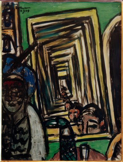 Interior do café com espelho de jogo de Max Beckmann