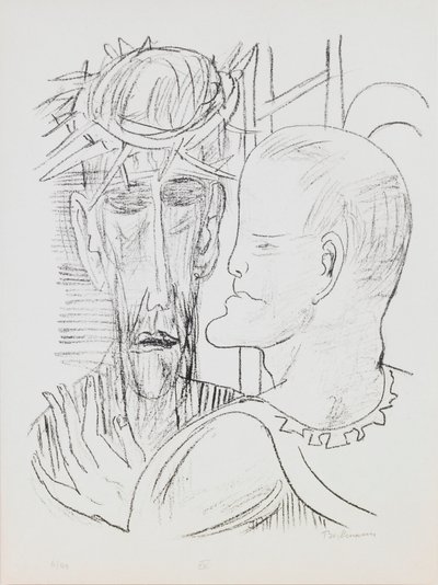 Cristo e Pilatos, prato 15 do portfólio "Dia e Sonho". de Max Beckmann
