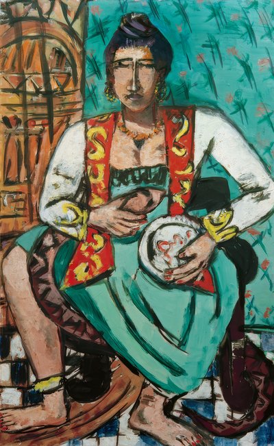 Mulher com serpente (encantador de serpentes) de Max Beckmann