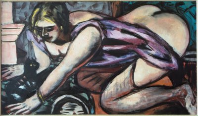 Semi nua com gato de Max Beckmann