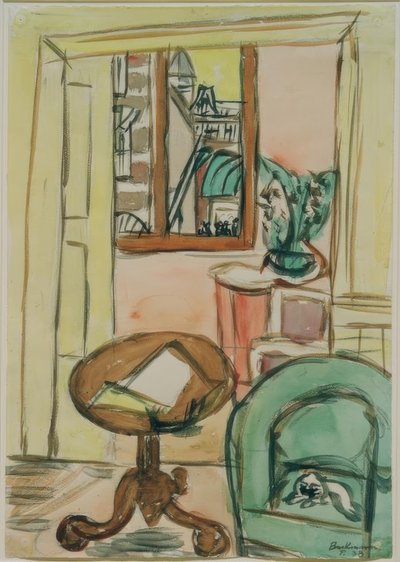 Interior com mesa redonda de Max Beckmann