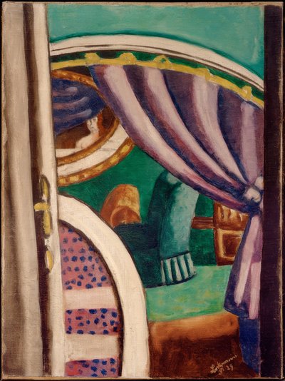 Violeta interior (A poltrona verde) de Max Beckmann