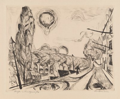 Paisagem com Balão (Paisagem com Balão) de Max Beckmann