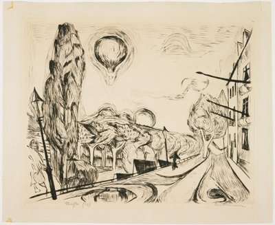 Paisagem com Balão (Paisagem com Balão) de Max Beckmann