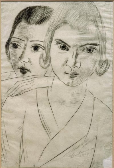 Pizchen e Quappi - Retrato duplo Marie-Louise von Motesiczky e Mathilde von Kaulbach de Max Beckmann