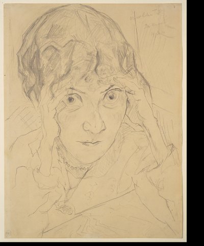 Retrato de Fridel Battenberg, com a cabeça apoiada nas duas mãos de Max Beckmann