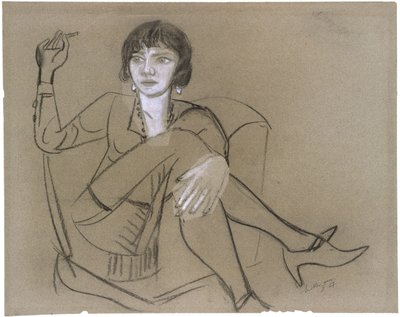 Quappi num cadeirão, a fumar de Max Beckmann