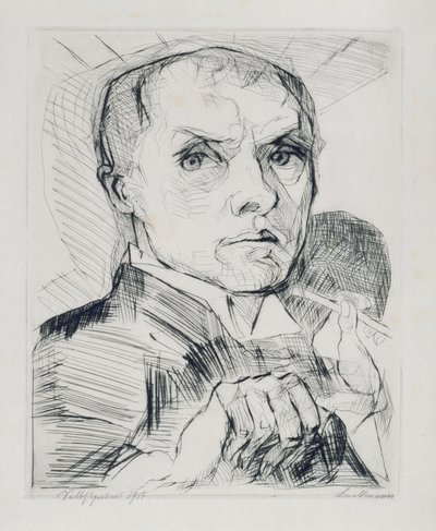 Autorretrato com estilete (folha 19 de «Rostos») de Max Beckmann