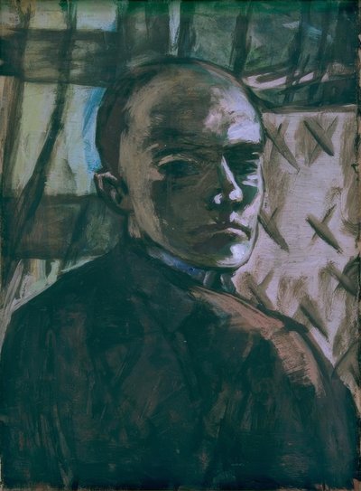 Auto-retrato com cortina verde de Max Beckmann