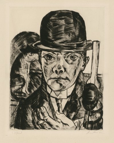 Autorretrato com chapéu rígido de Max Beckmann