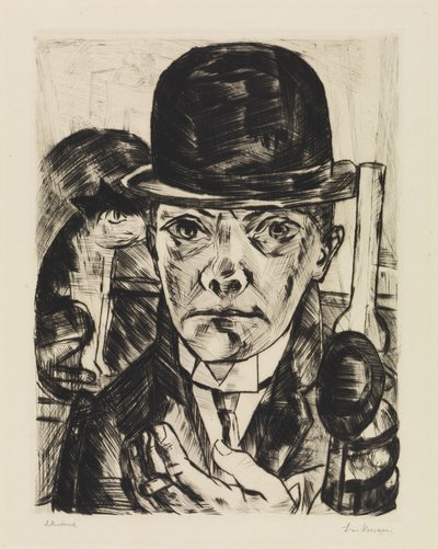 Autorretrato com chapéu rígido de Max Beckmann