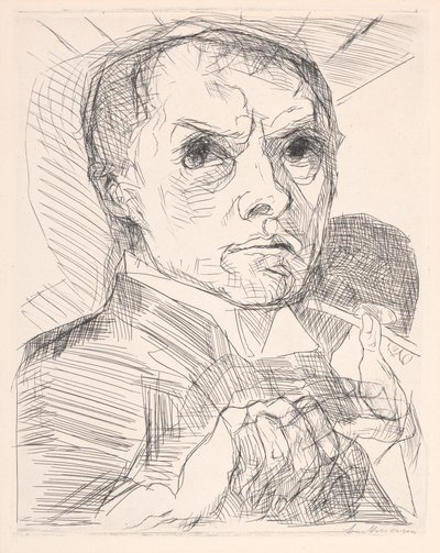 Autorretrato com estilete de Max Beckmann