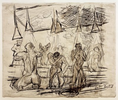 Banho de Soldados - Soldados que tomam banho de Max Beckmann