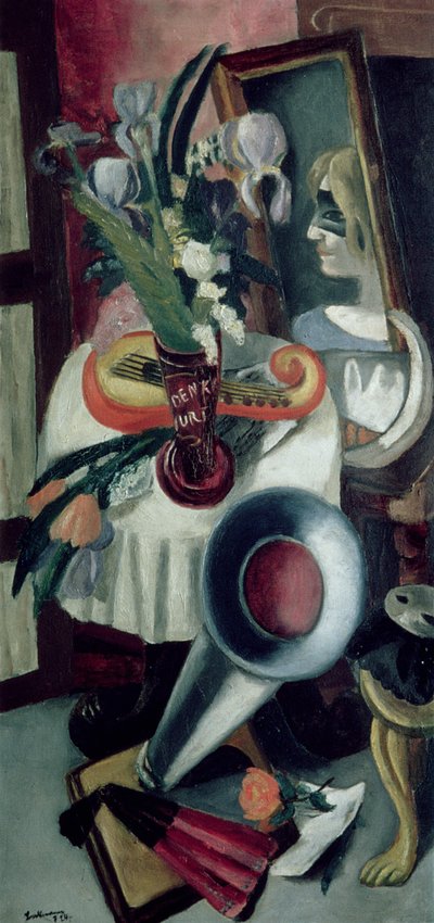 Natureza Morta com gramofone e íris de Max Beckmann