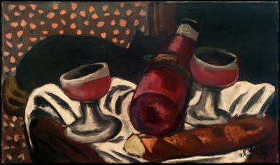 Natureza Morta com Óculos de Vinhos e Gato de Max Beckmann
