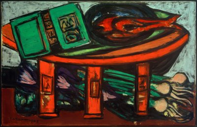 Natureza Morta com Livro Verde e Rabanetes de Max Beckmann