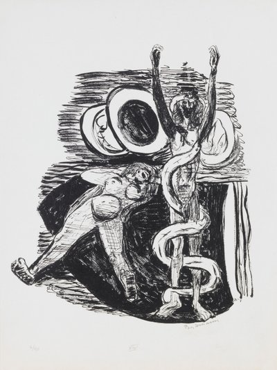 A Queda do Homem, placa 14 do portfólio “Dia e Sonho” de Max Beckmann