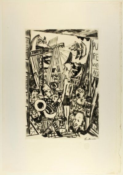 The Tall Man, placa cinco de Jahrmarkt de Max Beckmann