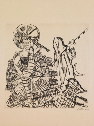 Os Tightrope Walkers, placa 8 da carteira "Feira Anual de Max Beckmann