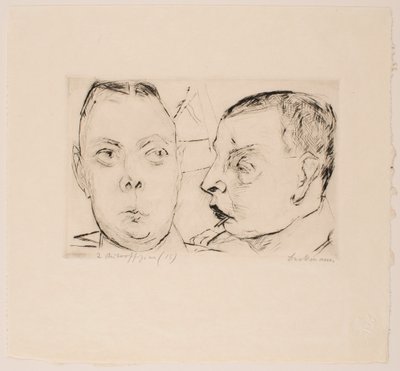 Dois Oficiais de Automóveis, chapa 15 da carteira "Faces". de Max Beckmann