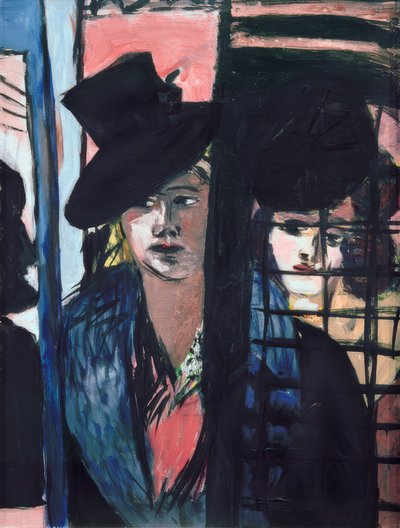 Duas mulheres (em porta de vidro) de Max Beckmann