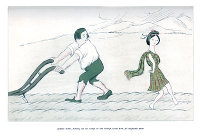 Robert Burns, tendo posto a mão no arado, olha para Highland Mary, 1904. de Henry Maximilian Beerbohm