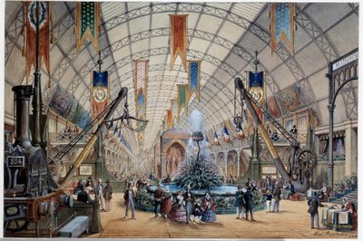 Revolução Industrial: "Vista do Palácio da Indústria em Paris" Litografia de Max Berthelin (1811-1877) 1855 Paris, Musee Carnavalet de Max Berthelin