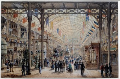 Revolução Industrial: "Vista do Palácio da Indústria em Paris" Litografia de Max Berthelin (1811-1877) 1855 Paris, Musee Carnavalet. de Max Berthelin