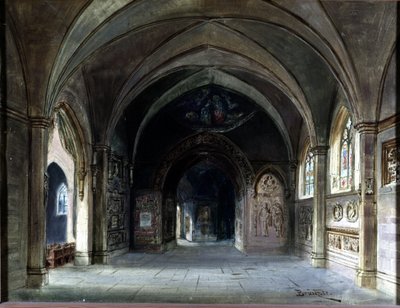 Decoração para "Die Meistersinger" ou "Les maitres singteurs de Nuremberg", ópera de Richard Wagner. Cenografia de Bruckner, Acto I. Museu Wagner Bayreuth. de Max Bruckner
