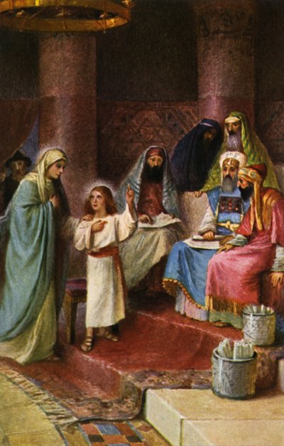 Ana leva Samuel a Eli no templo (impressão) de Max Hirmer